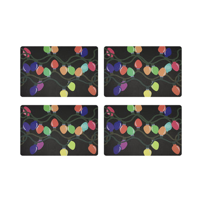  Xmas Tangle Black 17.5&quot; Rectangle Pebble Placemat, Set Of 4 - nicolettemayer.com
