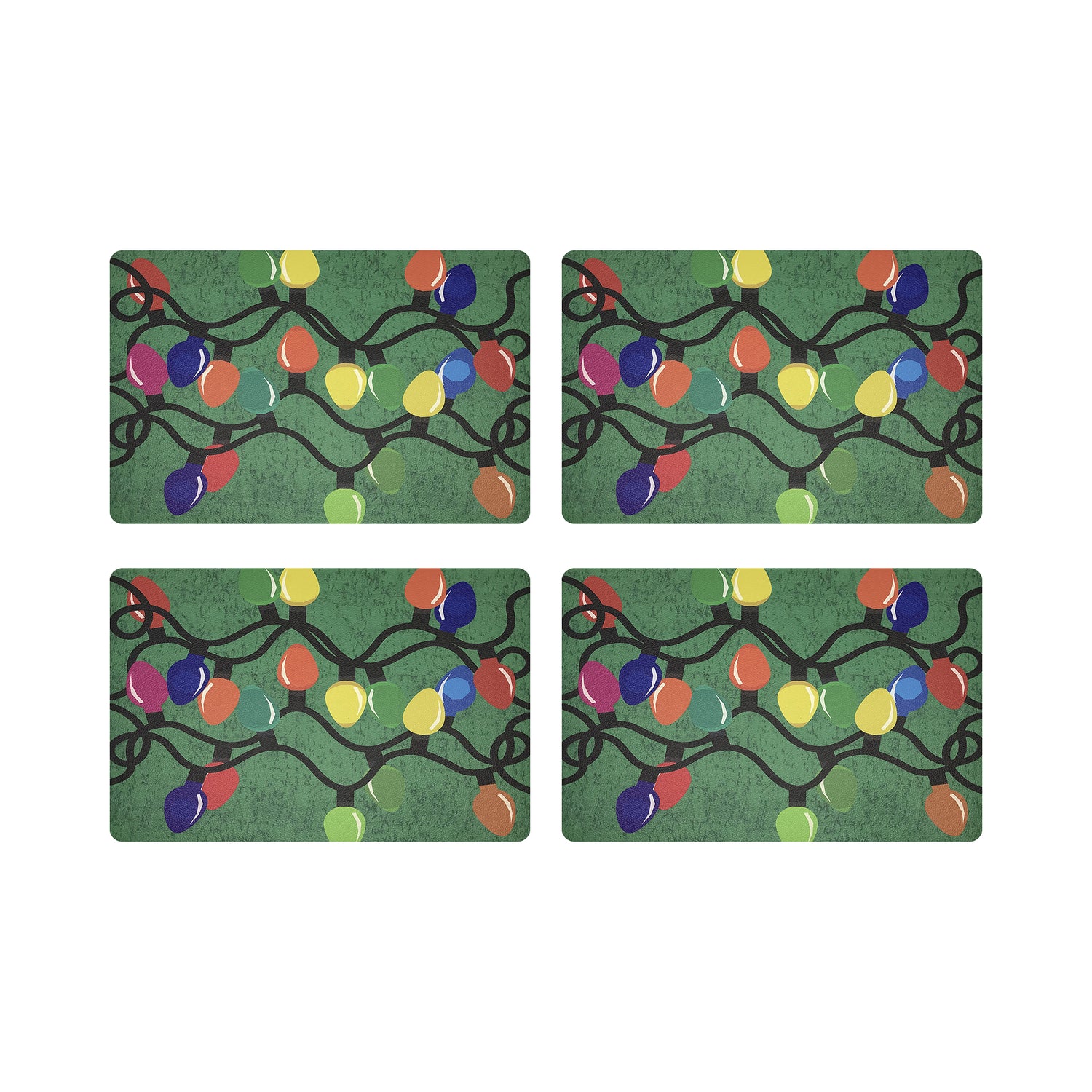 XMAS TANGLE GREEN 17.5&quot; Rectangle Pebble Placemat, Set Of 4 - nicolettemayer.com
