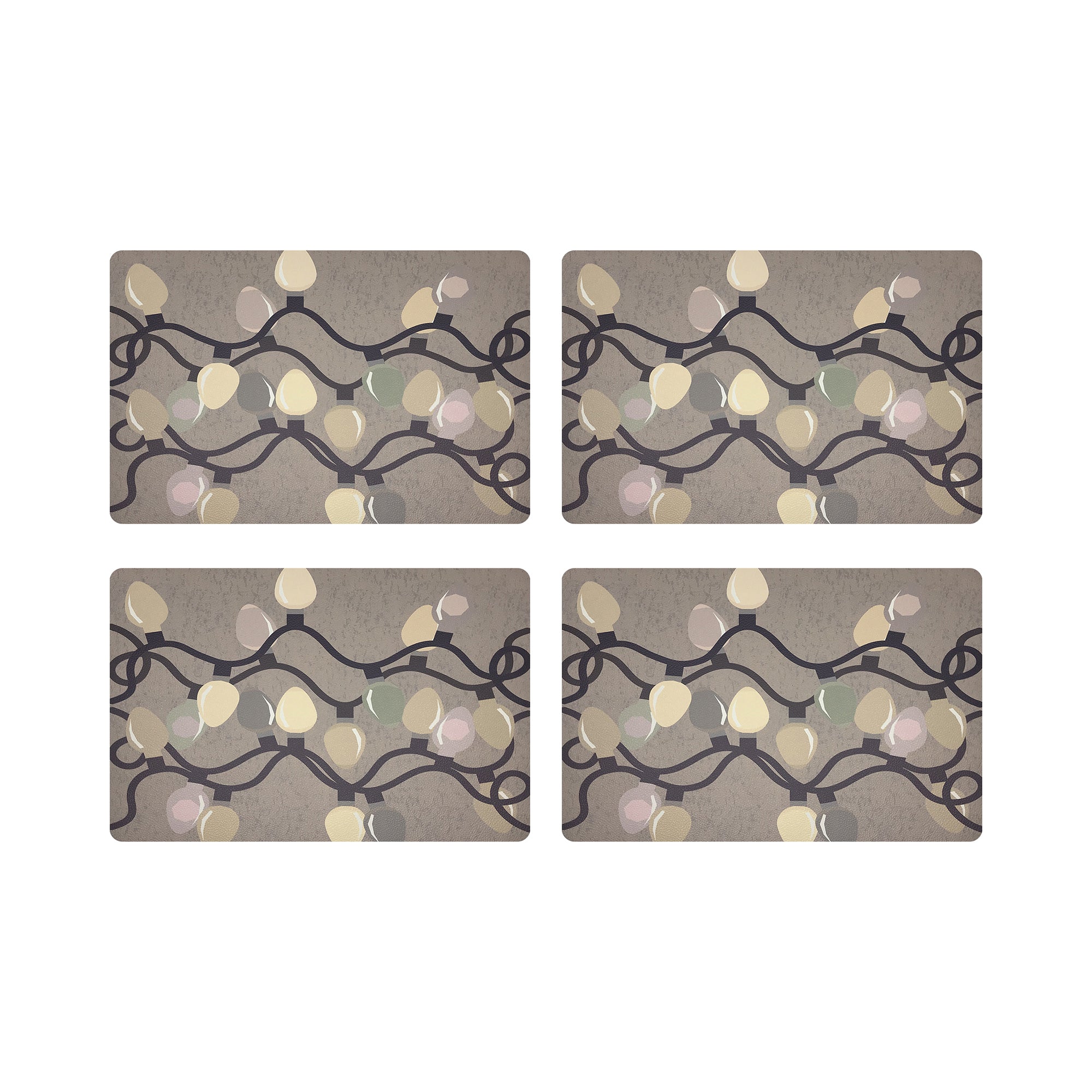 XMAS TANGLE NEUTRAL 17.5&quot; Rectangle Pebble Placemat, Set Of 4 - nicolettemayer.com
