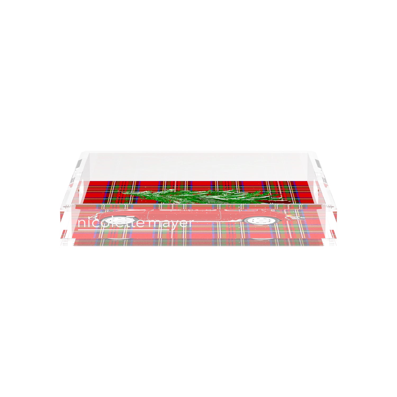 Xmas Tree Plaid 12X12 Acrylic Tray - nicolettemayer.com