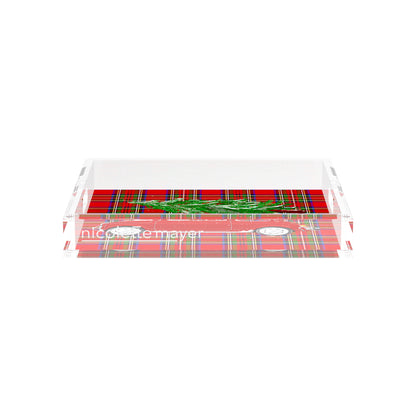 Xmas Tree Plaid 12X12 Acrylic Tray - nicolettemayer.com