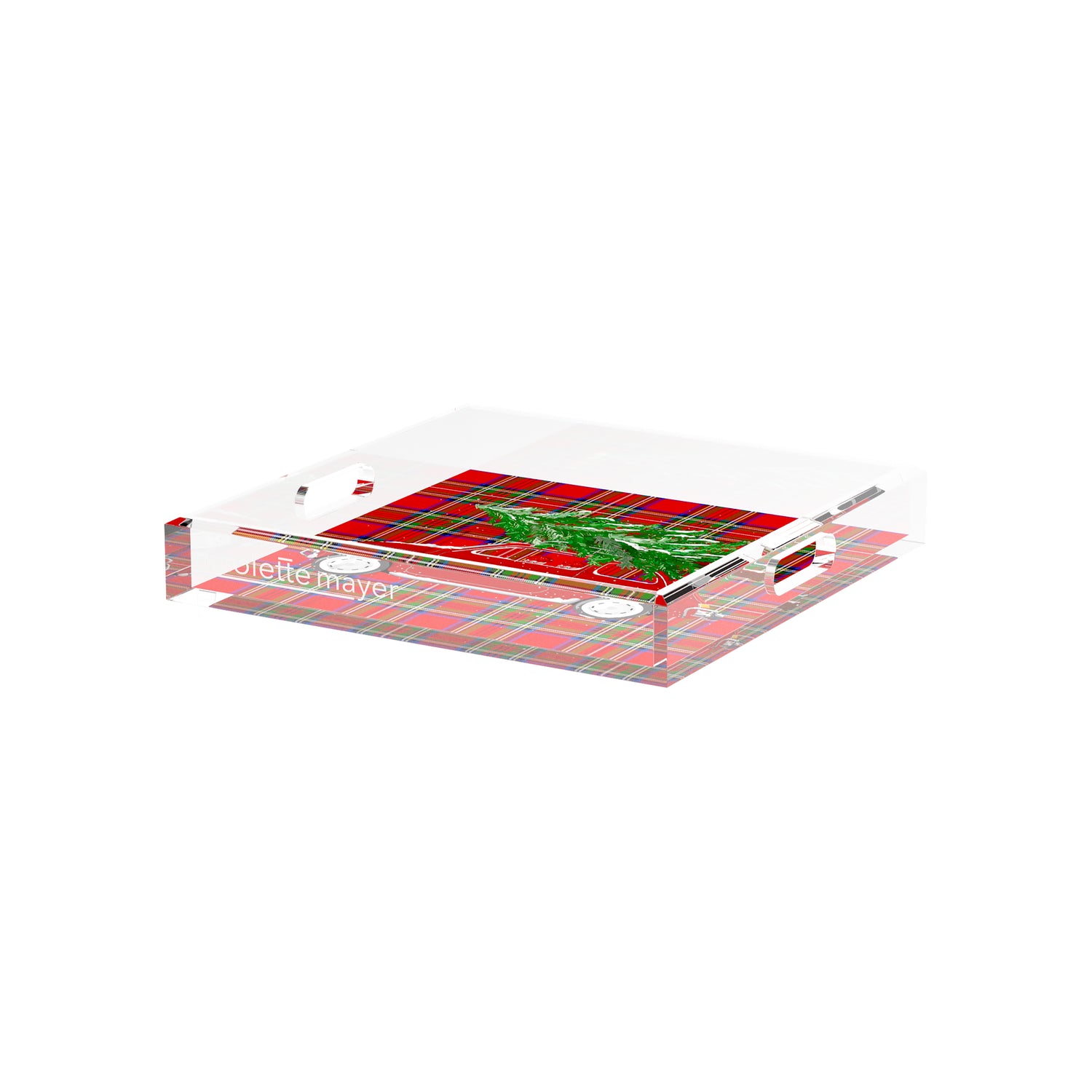 Xmas Tree Plaid 12X12 Acrylic Tray - nicolettemayer.com