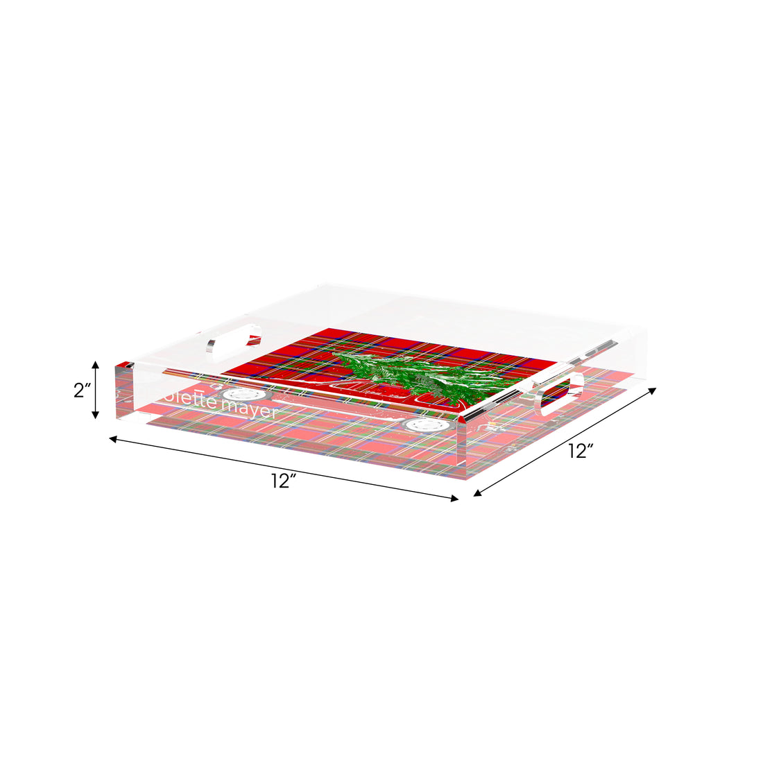 Xmas Tree Plaid 12X12 Acrylic Tray - nicolettemayer.com