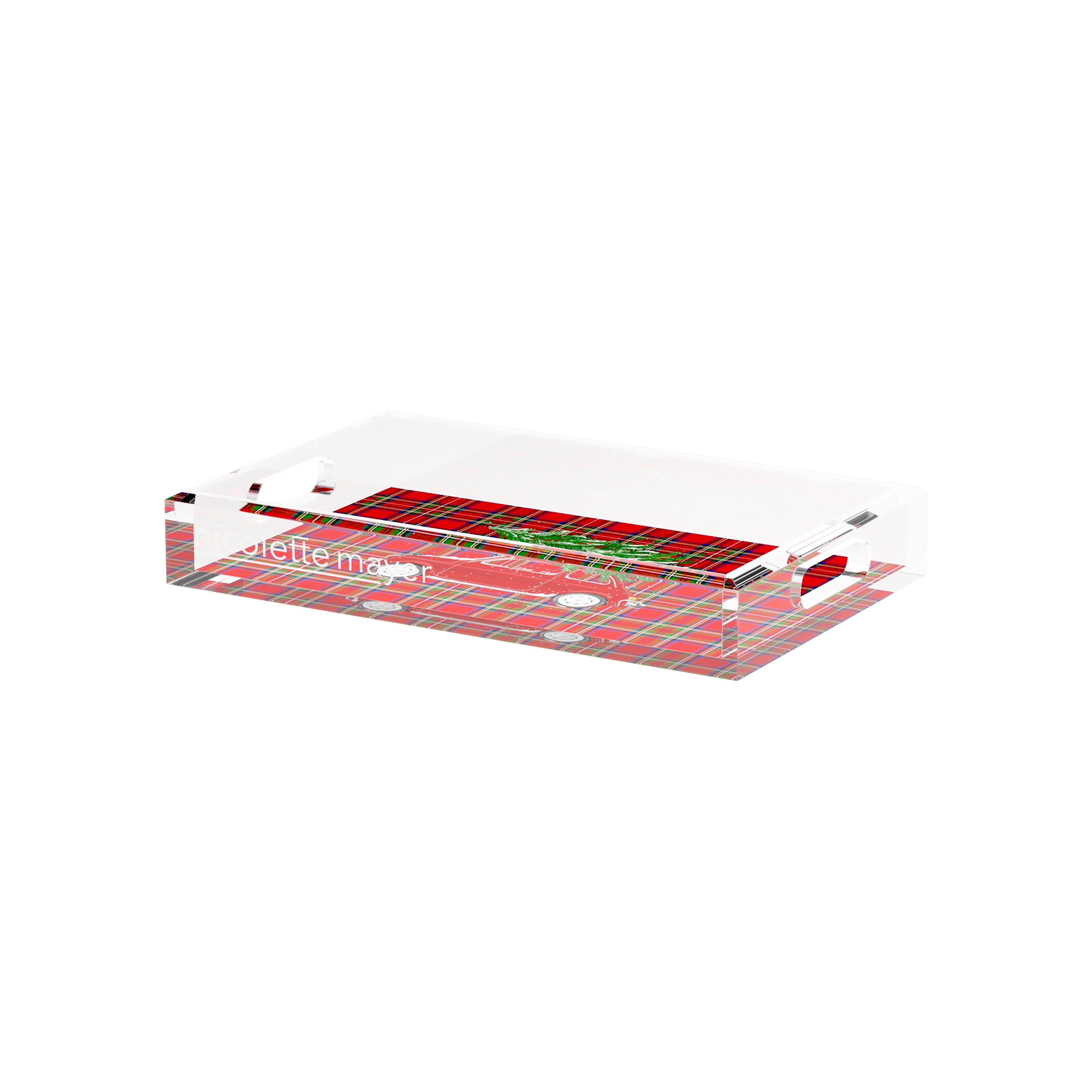 Xmas Tree Plaid 12.5X7.75 Acrylic Tray - nicolettemayer.com
