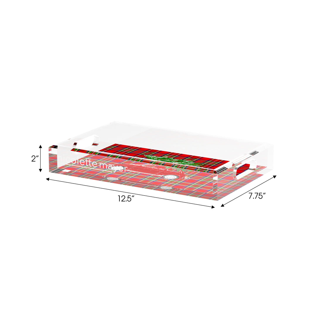 Xmas Tree Plaid 12.5X7.75 Acrylic Tray - nicolettemayer.com