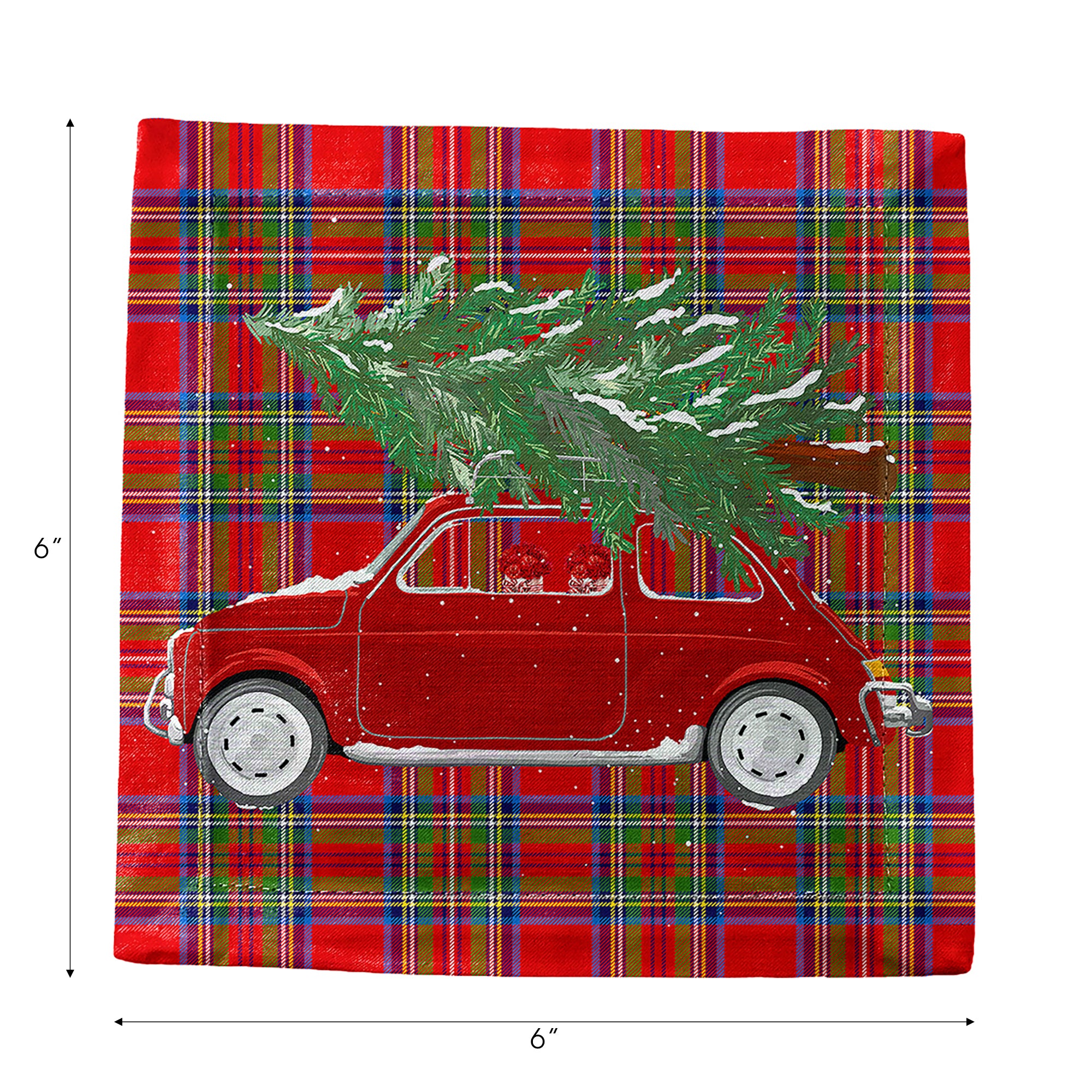 Xmas Tree Plaid Cotton Sateen Cocktail Napkins