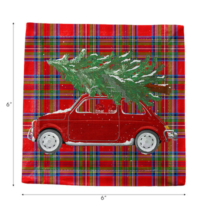 Xmas Tree Plaid Cotton Sateen Cocktail Napkins