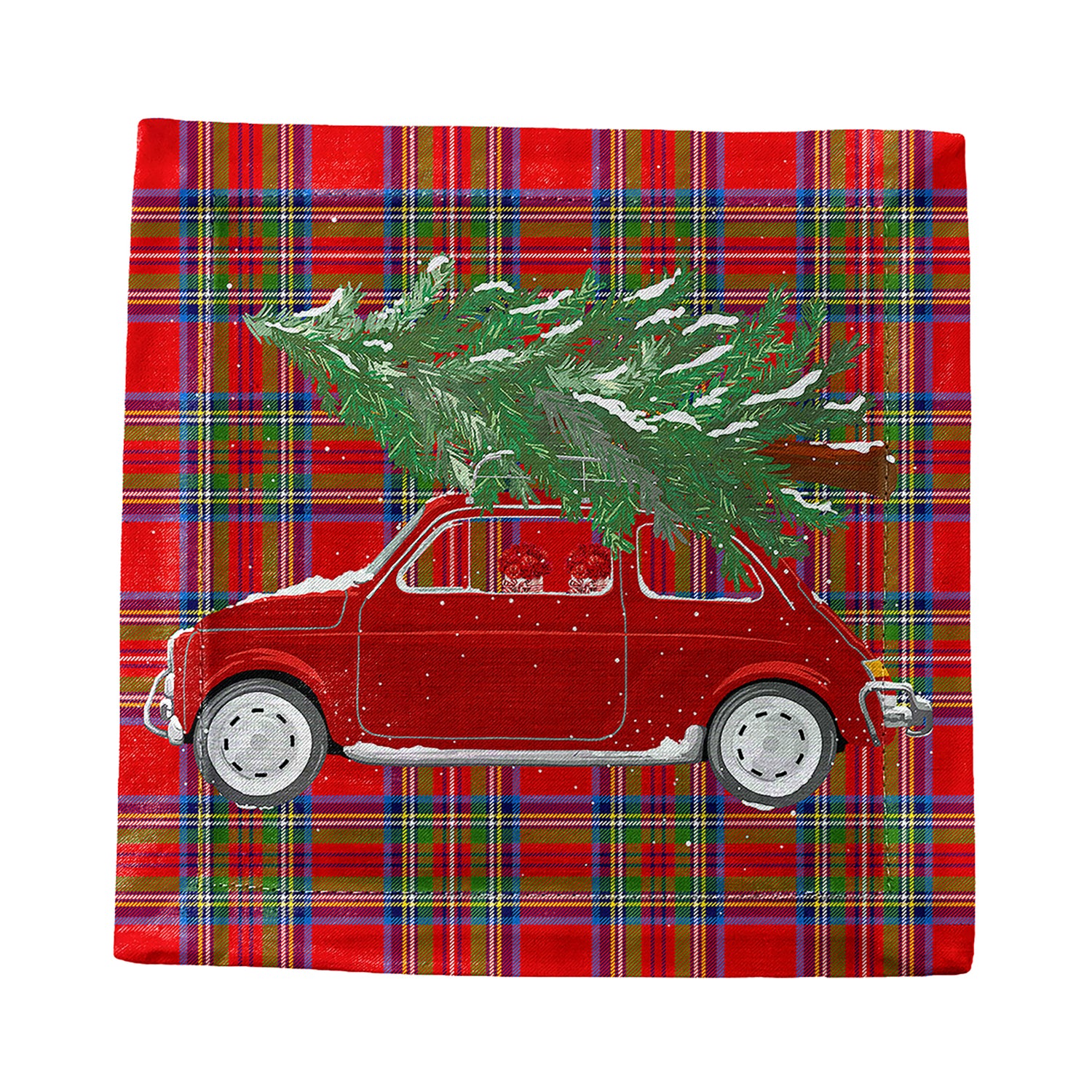 Xmas Tree Plaid Cotton Sateen Cocktail Napkins