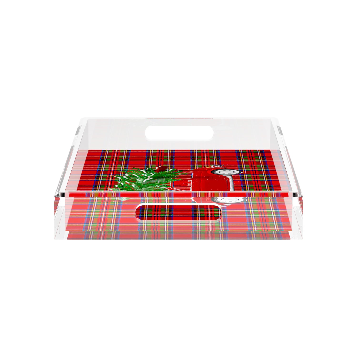 Xmas Tree Plaid 17X10.5 Acrylic Tray - nicolettemayer.com
