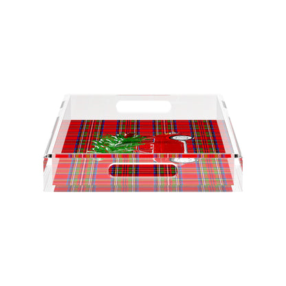 Xmas Tree Plaid 17X10.5 Acrylic Tray - nicolettemayer.com
