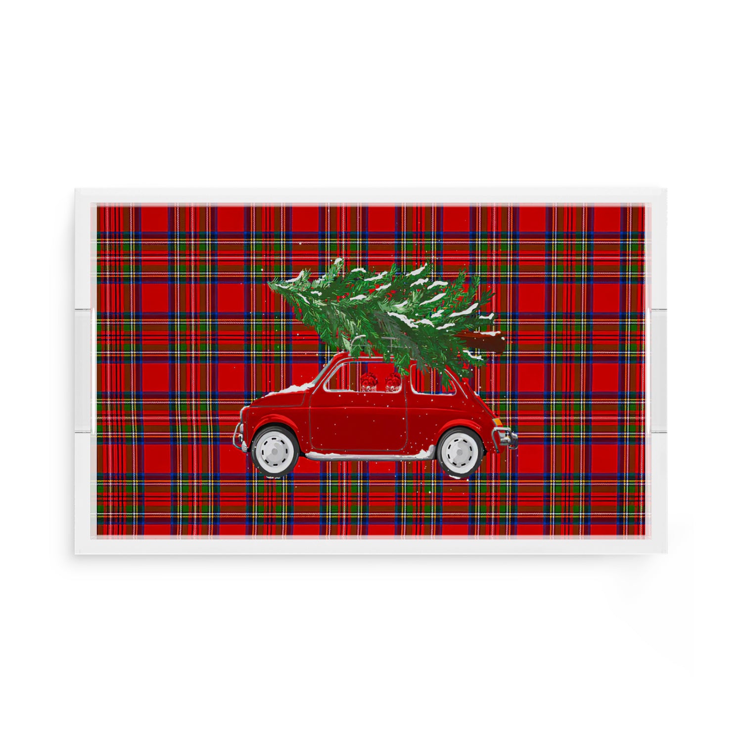 Xmas Tree Plaid 17X10.5 Acrylic Tray - nicolettemayer.com
