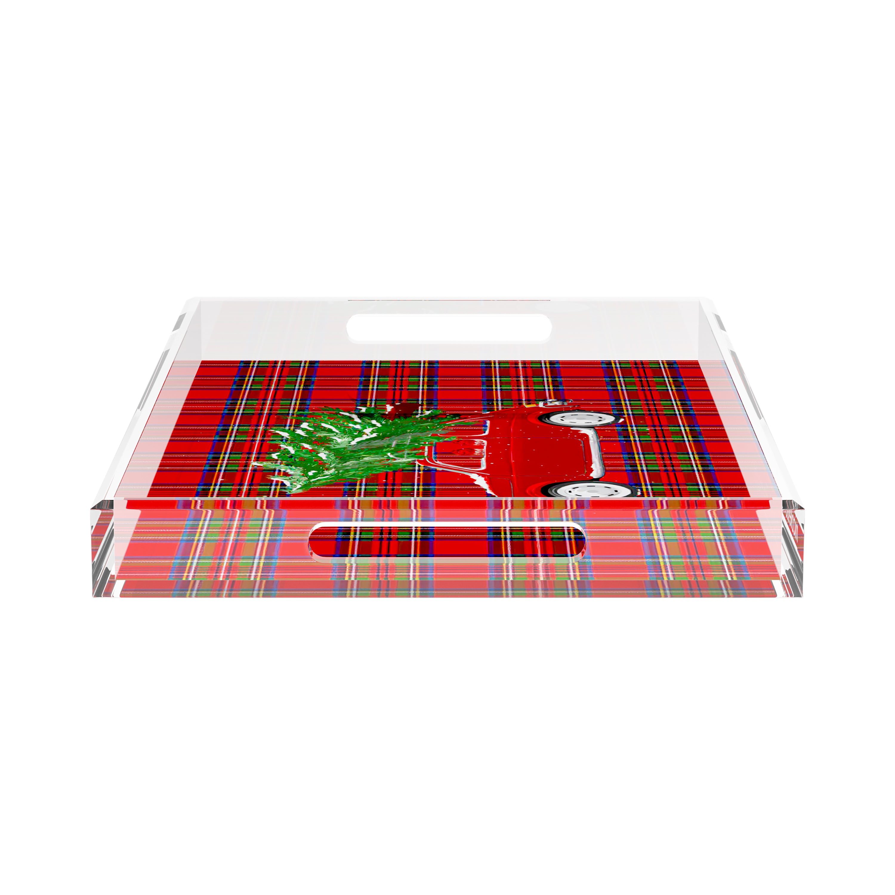 Xmas Tree Plaid 17X10.5 Acrylic Tray - nicolettemayer.com
