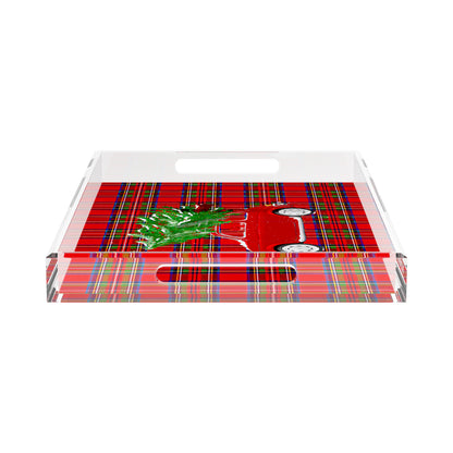 Xmas Tree Plaid 17X10.5 Acrylic Tray - nicolettemayer.com

