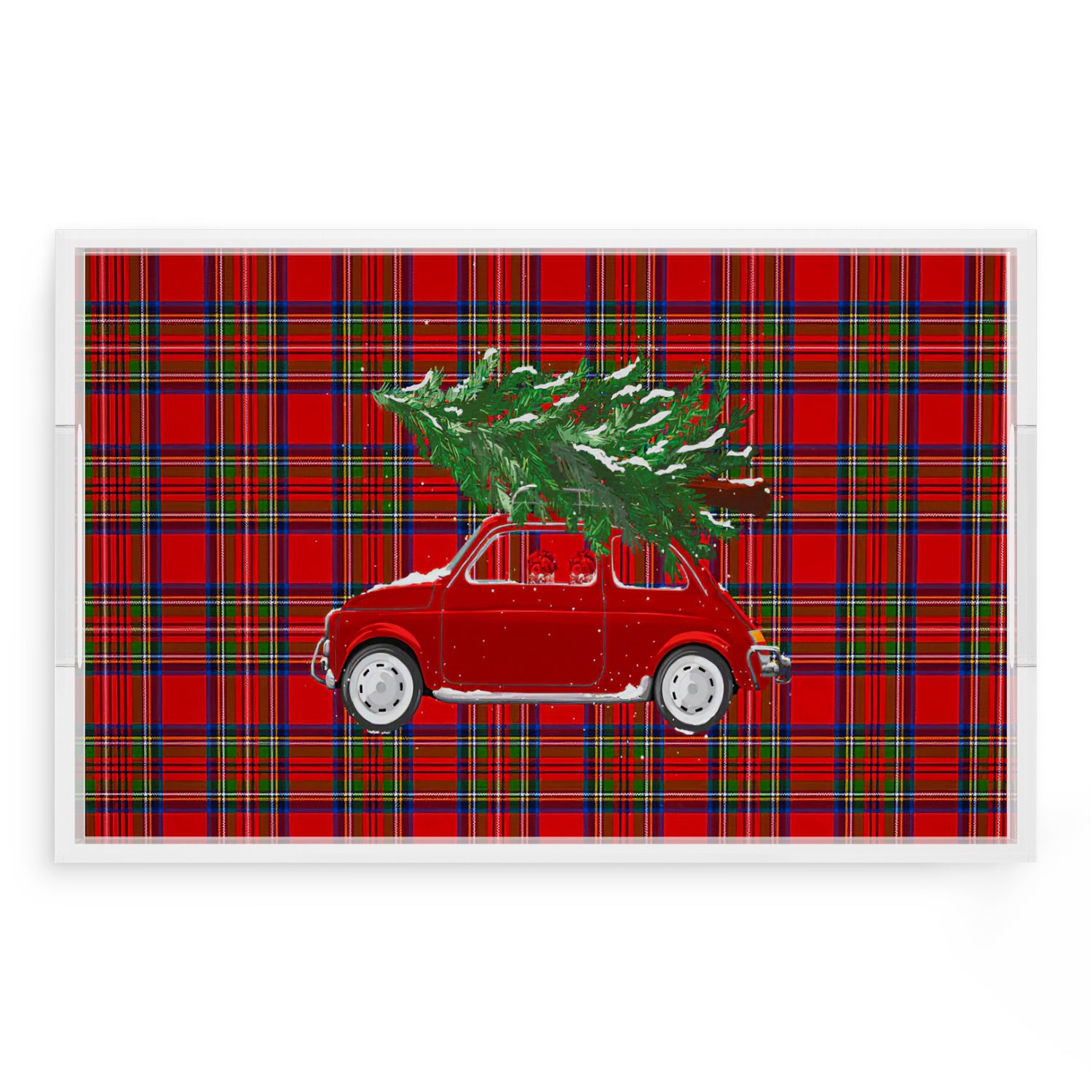 Xmas Tree Plaid 17X10.5 Acrylic Tray - nicolettemayer.com
