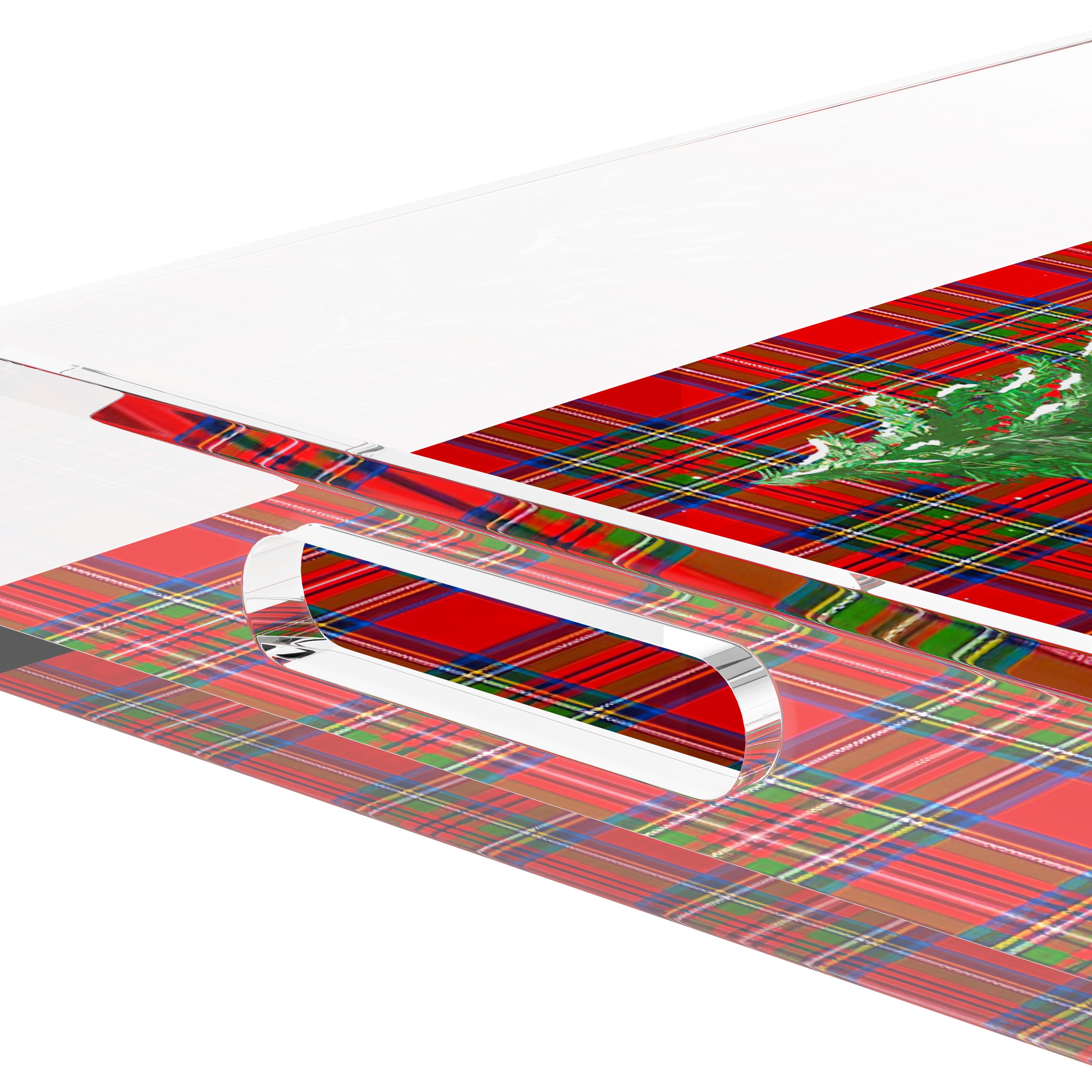 Xmas Tree Plaid 17X10.5 Acrylic Tray - nicolettemayer.com
