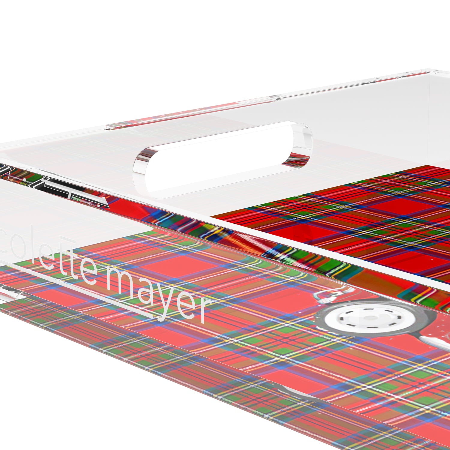 Xmas Tree Plaid 17X10.5 Acrylic Tray - nicolettemayer.com
