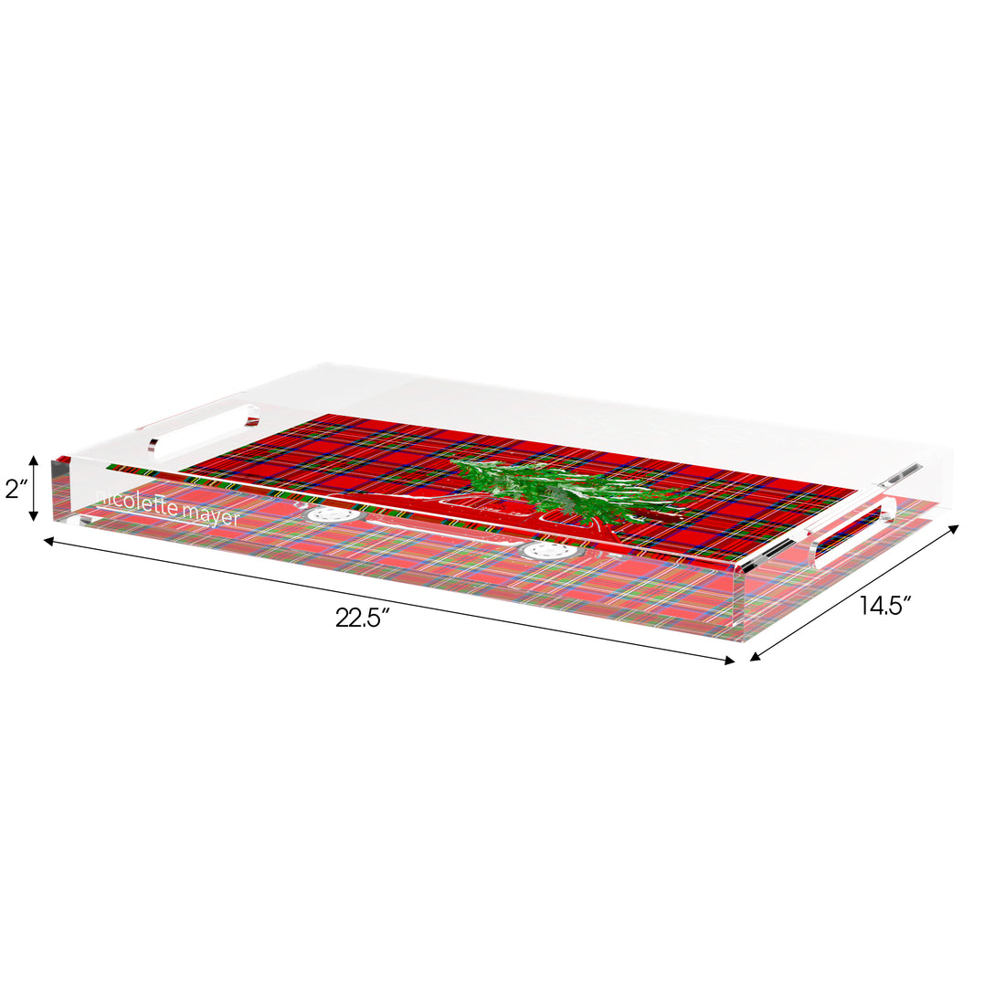 Xmas Tree Plaid 17X10.5 Acrylic Tray - nicolettemayer.com
