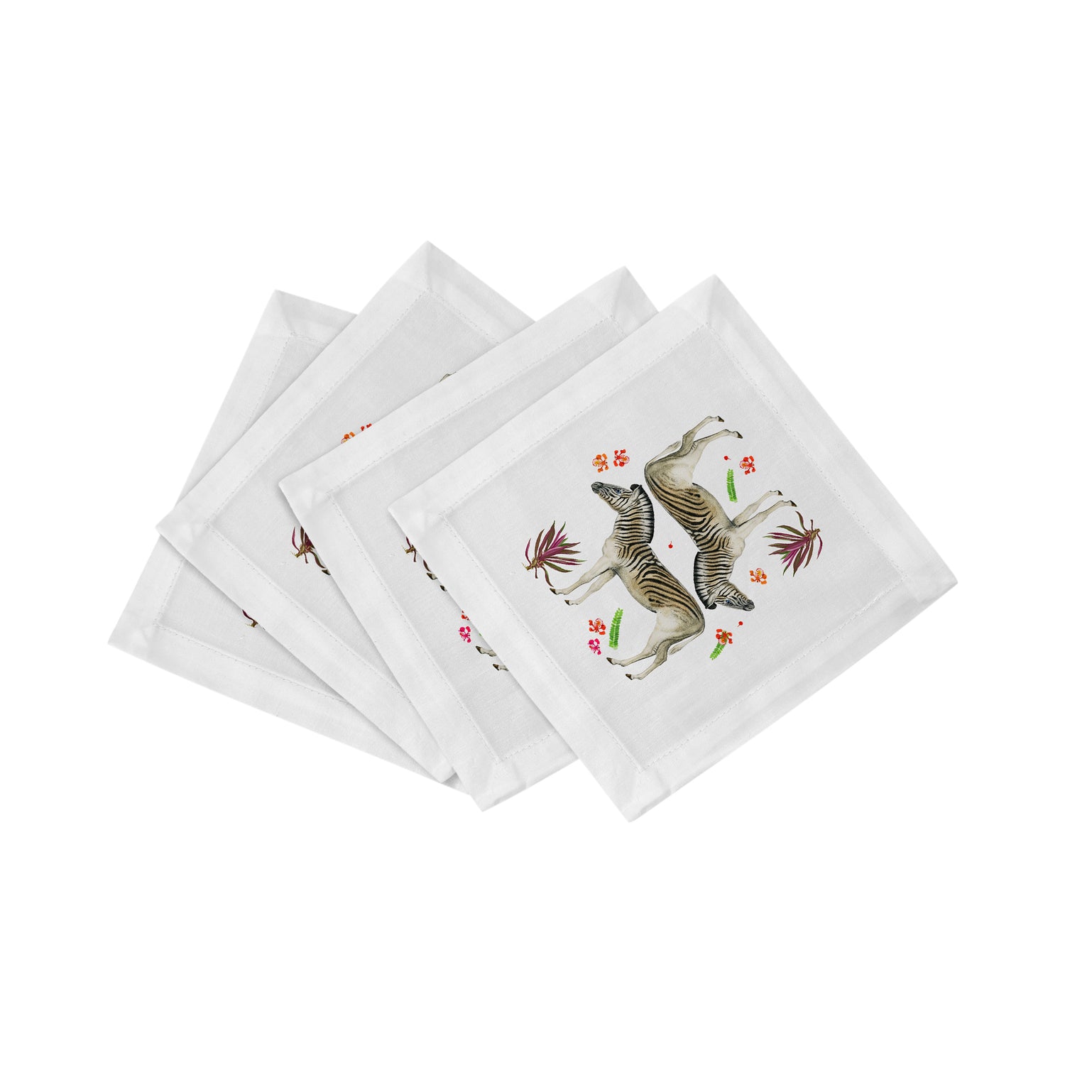 Zebra Seeing Double Cotton Sateen Cocktail Napkins - nicolettemayer.com