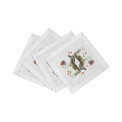 Zebra Seeing Double Cotton Sateen Cocktail Napkins - nicolettemayer.com