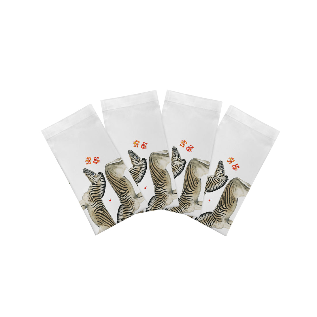 Zebra Seeing Double White Cotton Sateen Dinner Napkins - nicolettemayer.com