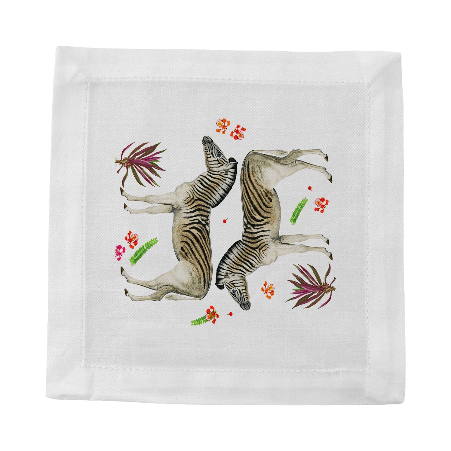 Zebra Seeing Double Cotton Sateen Cocktail Napkins - nicolettemayer.com