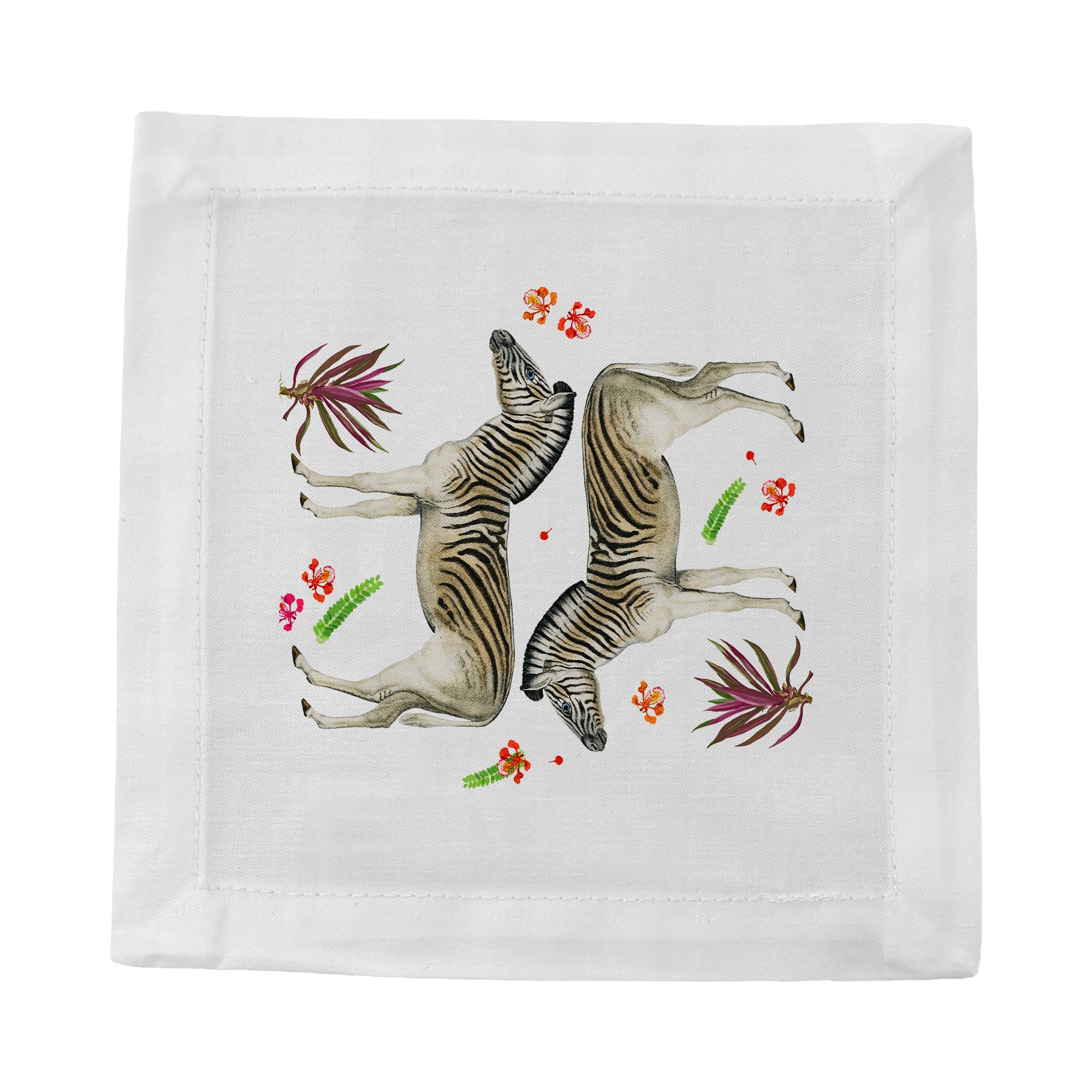 Zebra Seeing Double Cotton Sateen Cocktail Napkins - nicolettemayer.com