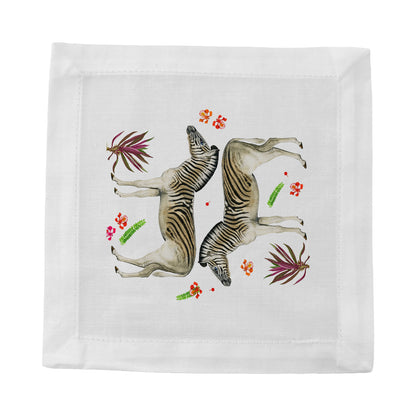 Zebra Seeing Double Cotton Sateen Cocktail Napkins - nicolettemayer.com