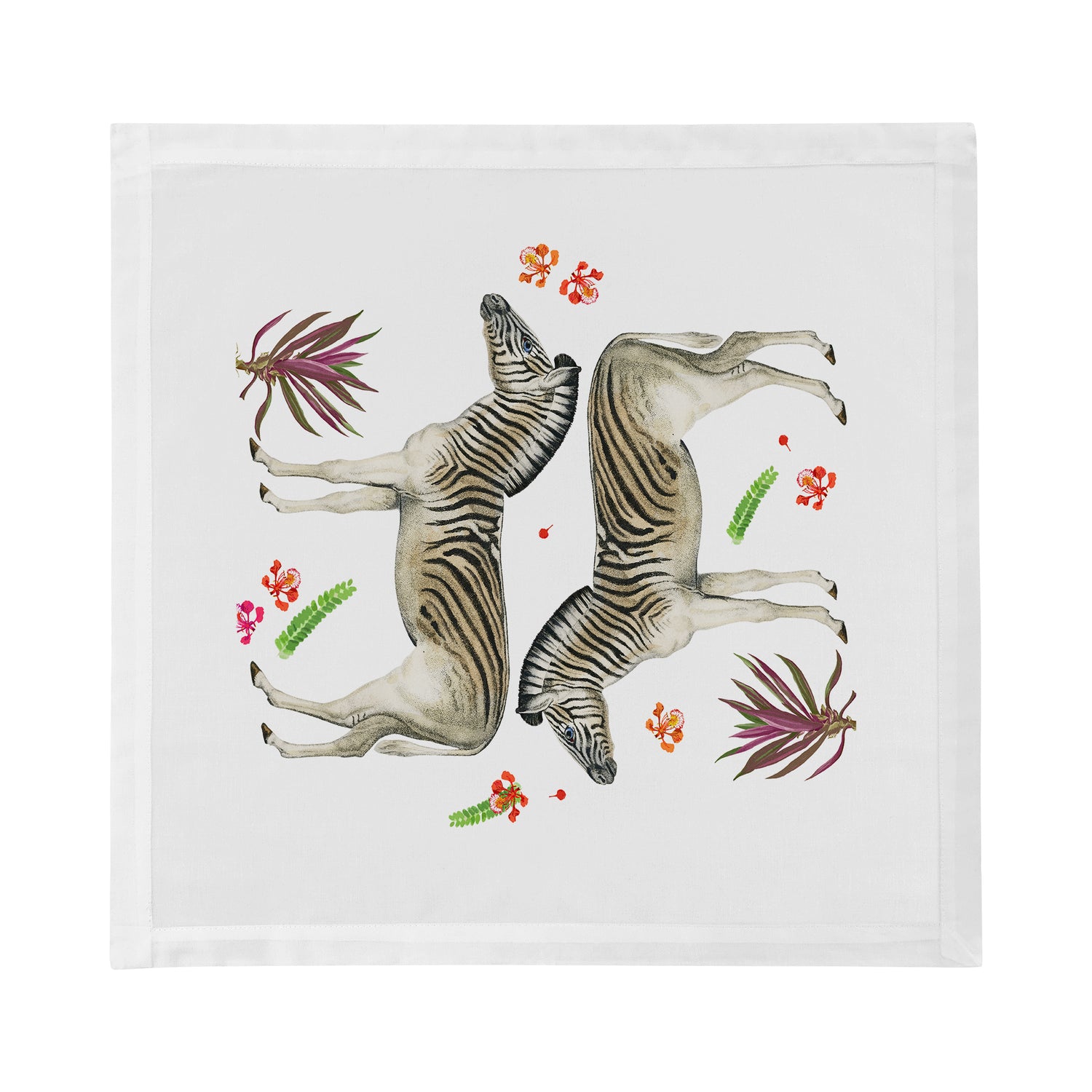 Zebra Seeing Double White Cotton Sateen Dinner Napkins - nicolettemayer.com