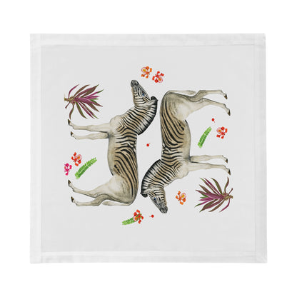 Zebra Seeing Double White Cotton Sateen Dinner Napkins - nicolettemayer.com