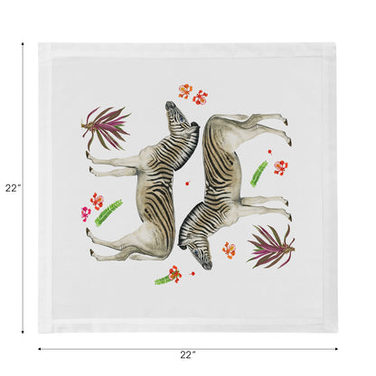 Zebra Seeing Double White Cotton Sateen Dinner Napkins - nicolettemayer.com