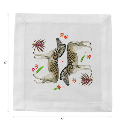 Zebra Seeing Double Cotton Sateen Cocktail Napkins - nicolettemayer.com