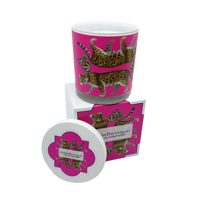 Leopard Seeing Double Hot Pink Candle - nicolettemayer.com
