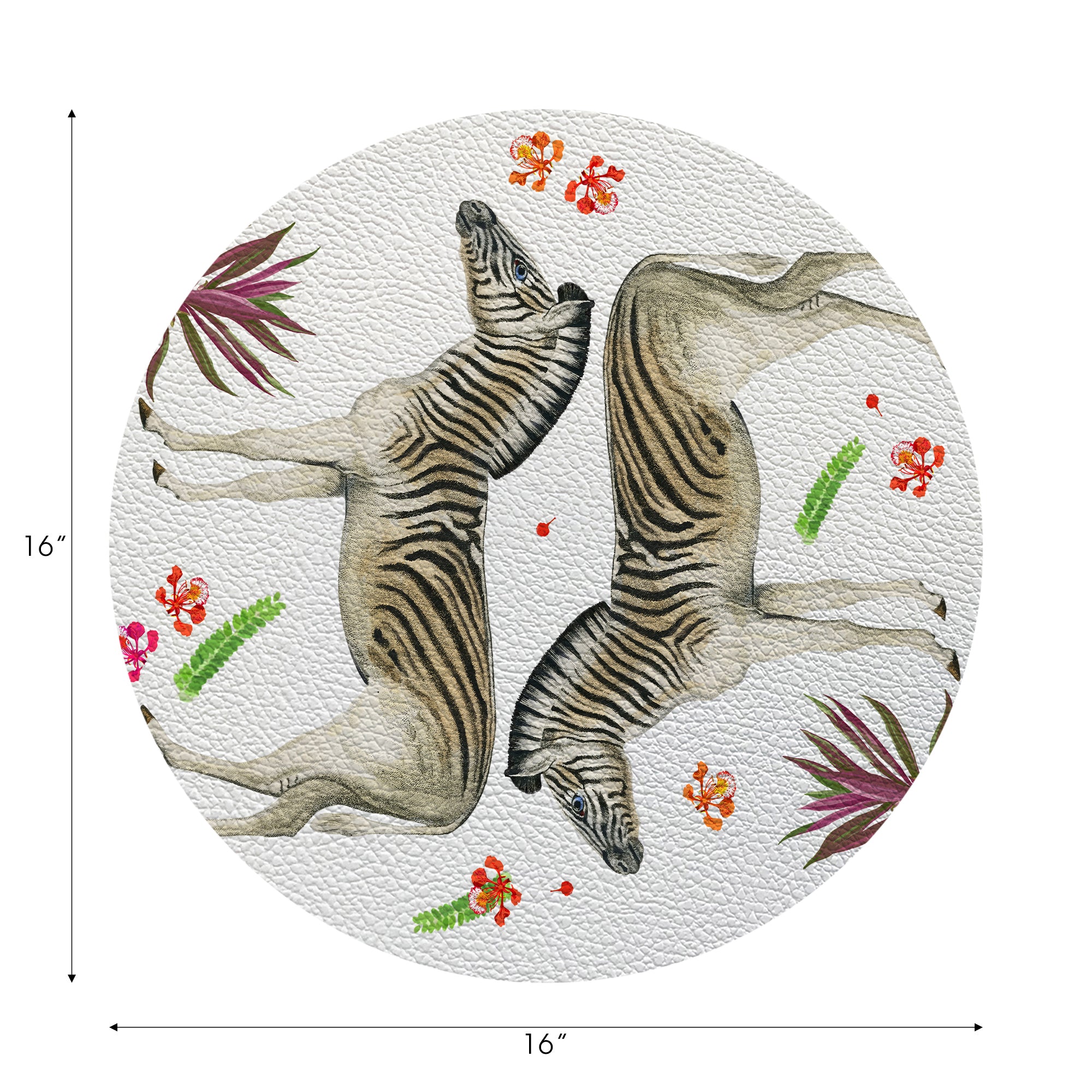 Zebra Seeing White 16" Round Pebble Placemats - nicolettemayer.com