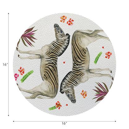 Zebra Seeing White 16" Round Pebble Placemats - nicolettemayer.com
