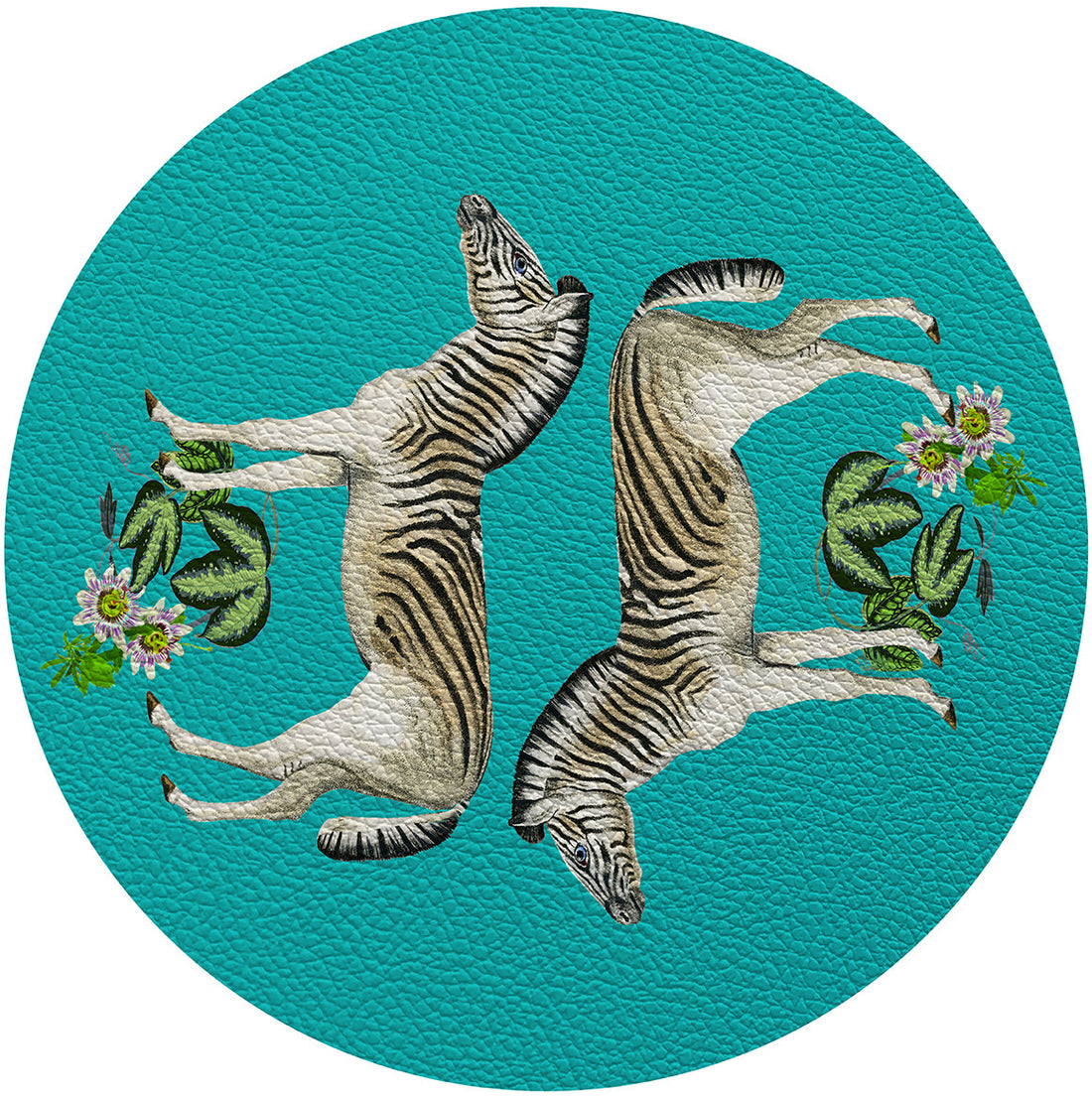 Zebra Seeing Double 16&quot; Round Pebble Placemat Set of 4