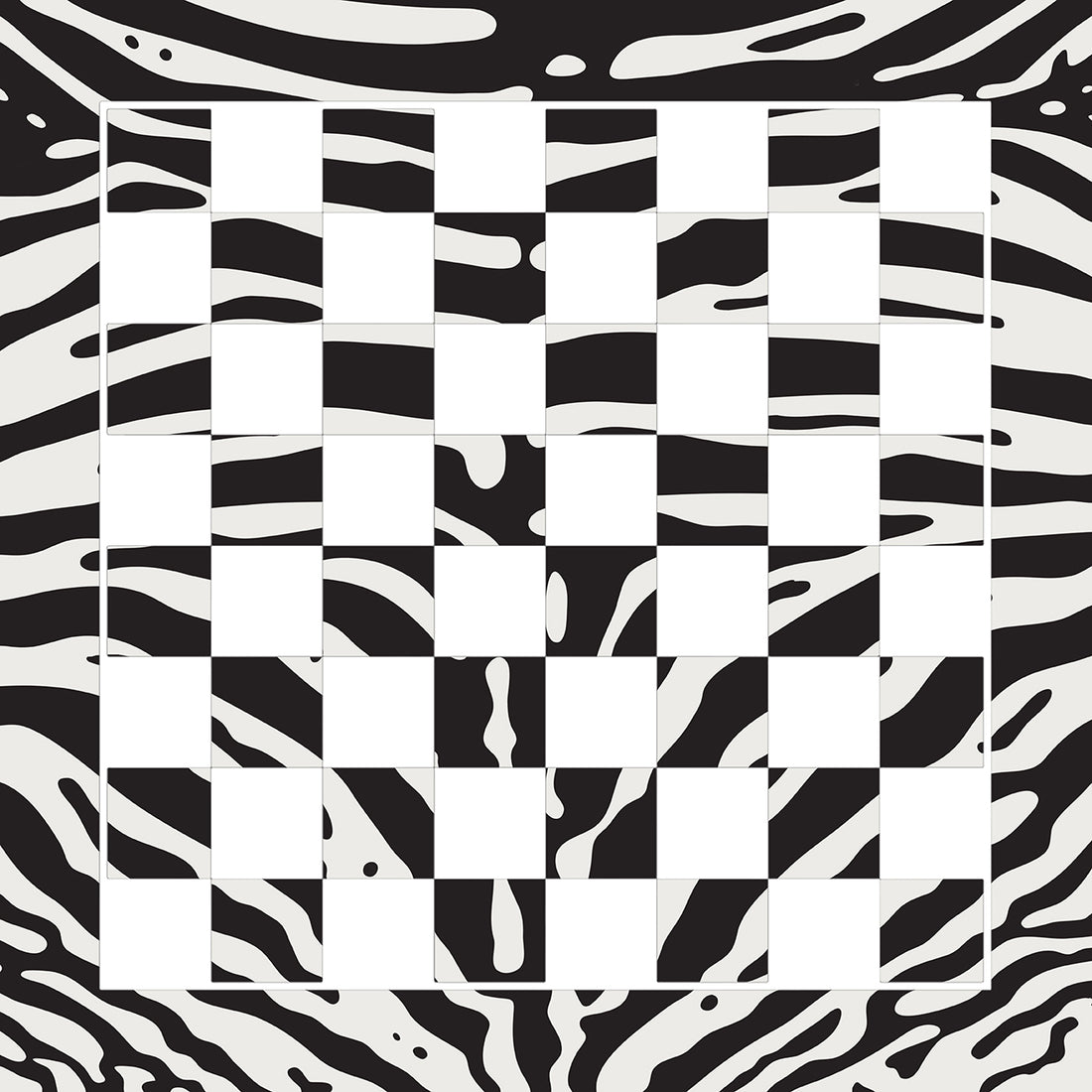 Zebra Skin Black White Acrylic Chess