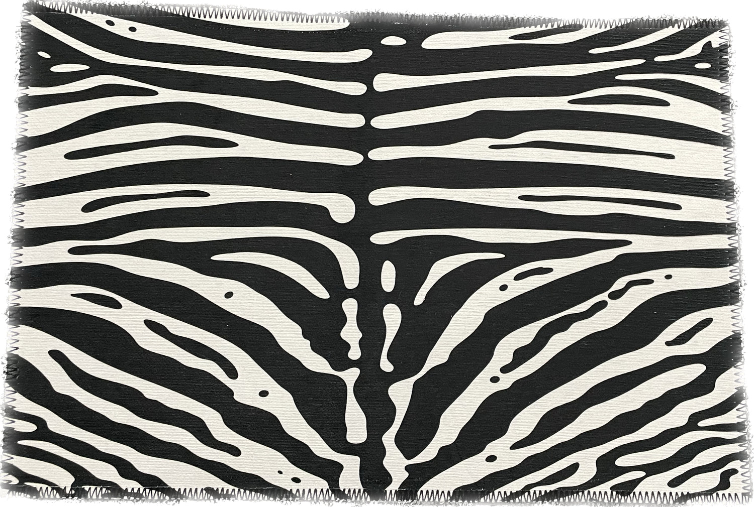 Zebra Skin White Black Chenille Washables Rug