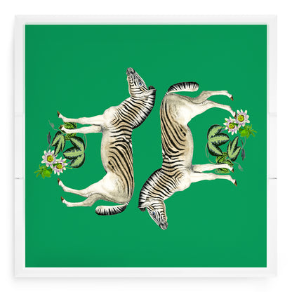 Zebra Seeing Double Kelly Acrylic Decorative Tray, 18 x 18 in. by Nicolette Mayer 