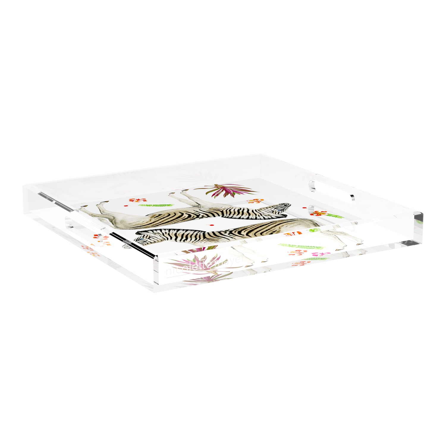 Zebra Seeing Double 18X18 Acrylic Tray - nicolettemayer.com
