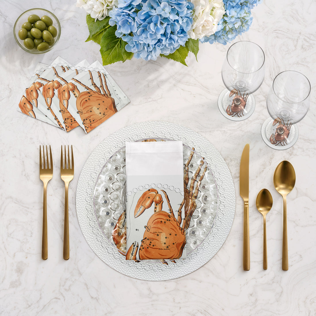 Lot de 4 sets de table ronds blancs Zodiac Cancer 40,6 cm