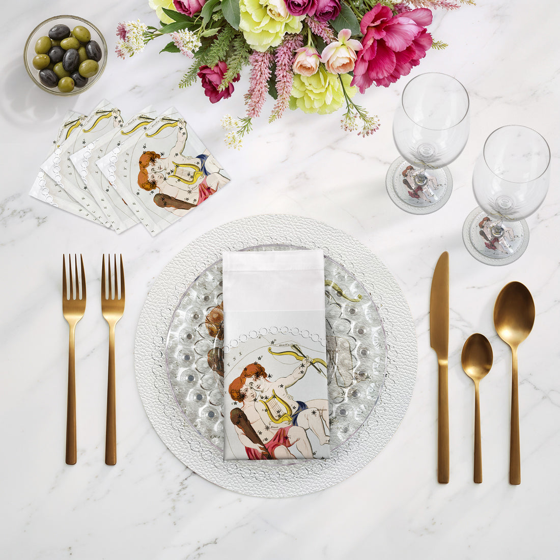 Lot de 4 sets de table ronds blancs Zodiac Gemini de 40 cm