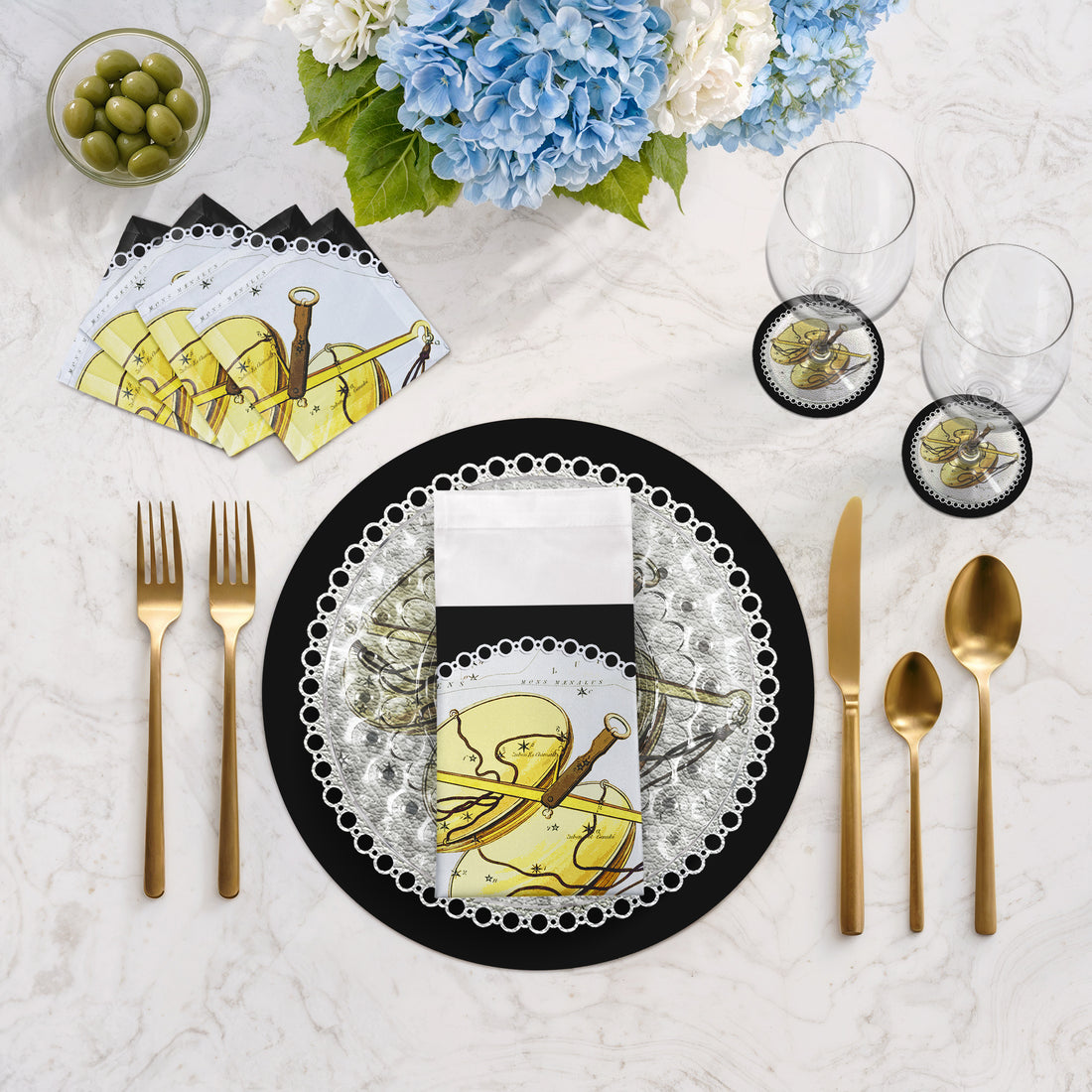 Zodiac Libra Black 16" Round Pebble Placemats, Set of 4 - nicolettemayer.com