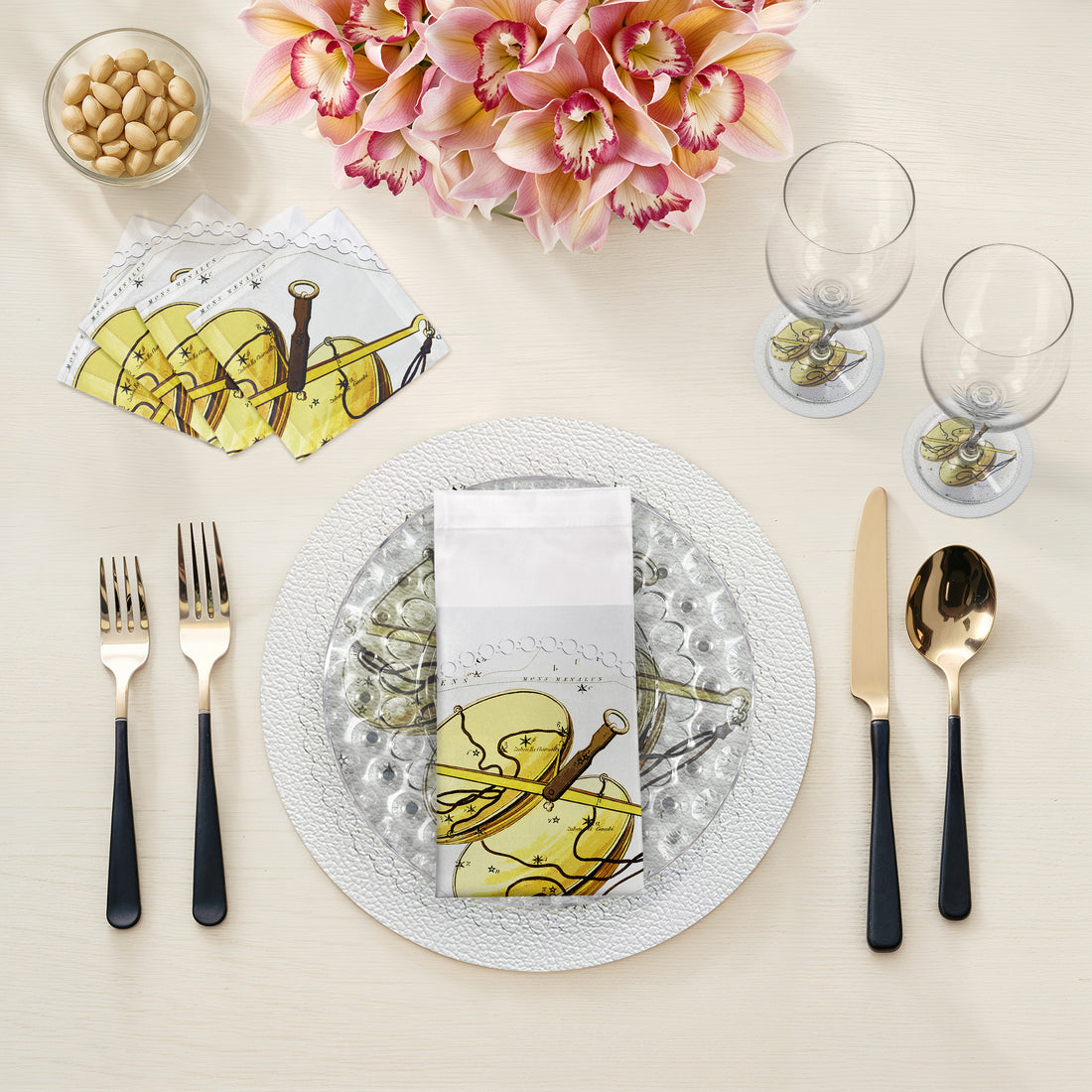 Lot de 4 sets de table ronds blancs Zodiac Balance 40,6 cm