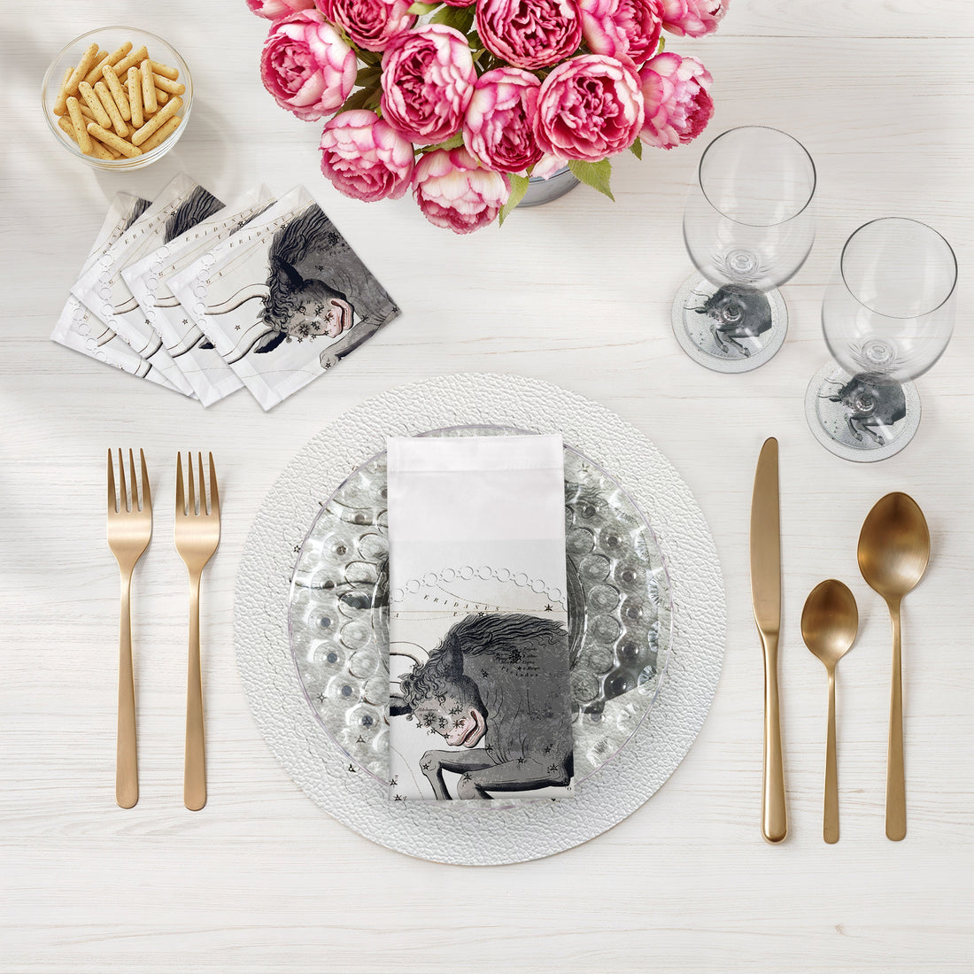 Lot de 4 sets de table ronds blancs Zodiac Taurus de 40 cm