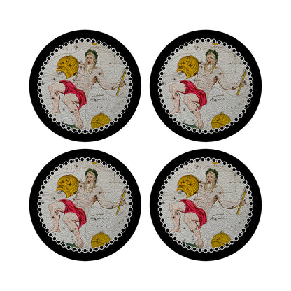 Zodiac Aquarius Black 16&quot; Round Pebble Placemats, Set of 4 - nicolettemayer.com
