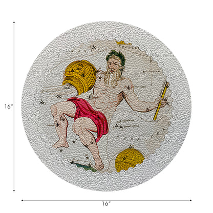 Zodiac Aquarius White Vegan Leather Round Pebble Placemat
