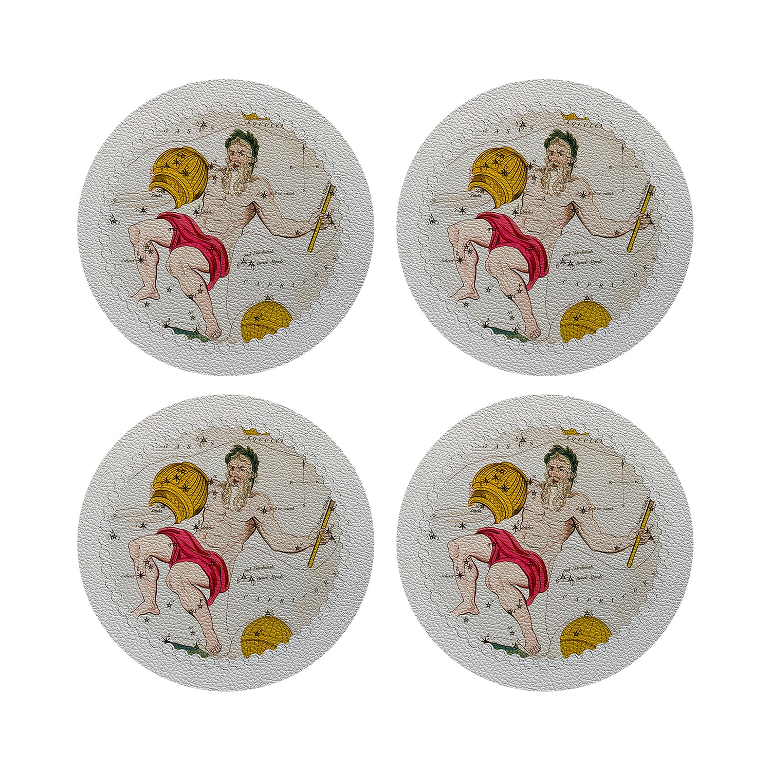 Zodiac Aquarius White 16&quot; Round Pebble Placemats, Set of 4 - nicolettemayer.com
