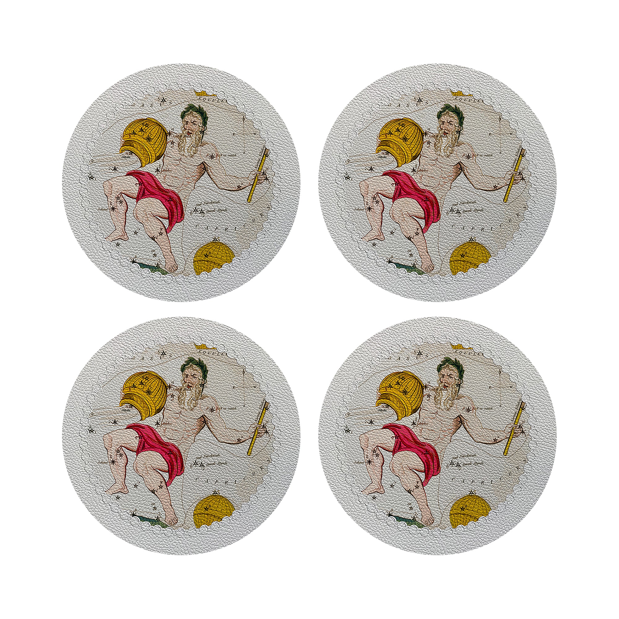 Zodiac Aquarius White 16&quot; Round Pebble Placemats, Set of 4 - nicolettemayer.com

