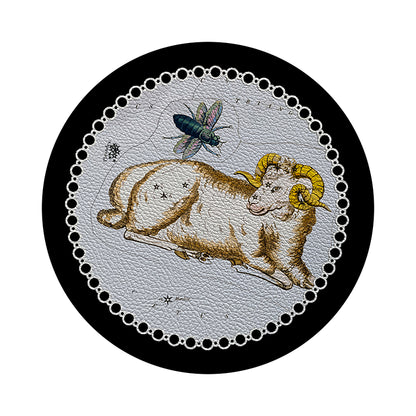 Zodiac Aries Black 16&quot; Round Pebble Placemats, Set of 4 - nicolettemayer.com
