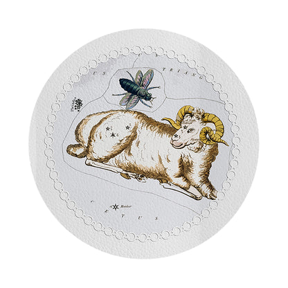 Zodiac Aries White 16&quot; Round Pebble Placemats, Set of 4 - nicolettemayer.com
